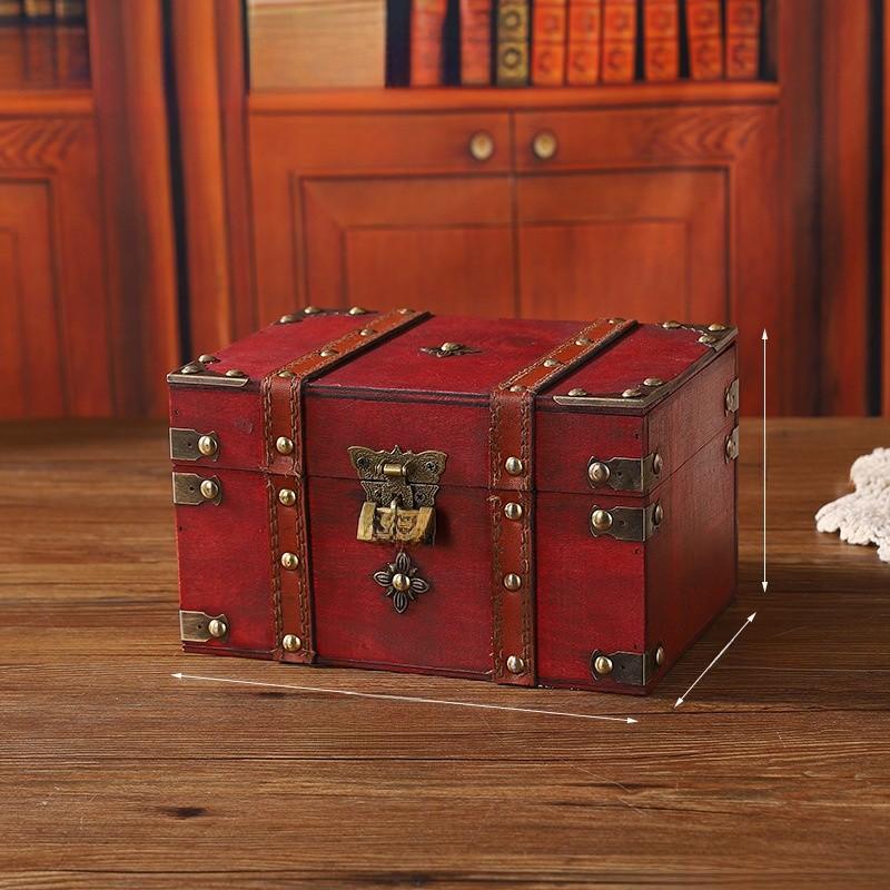 Wooden Storage Vintage Box With Lid For Desk And Shelf Organization Decoration