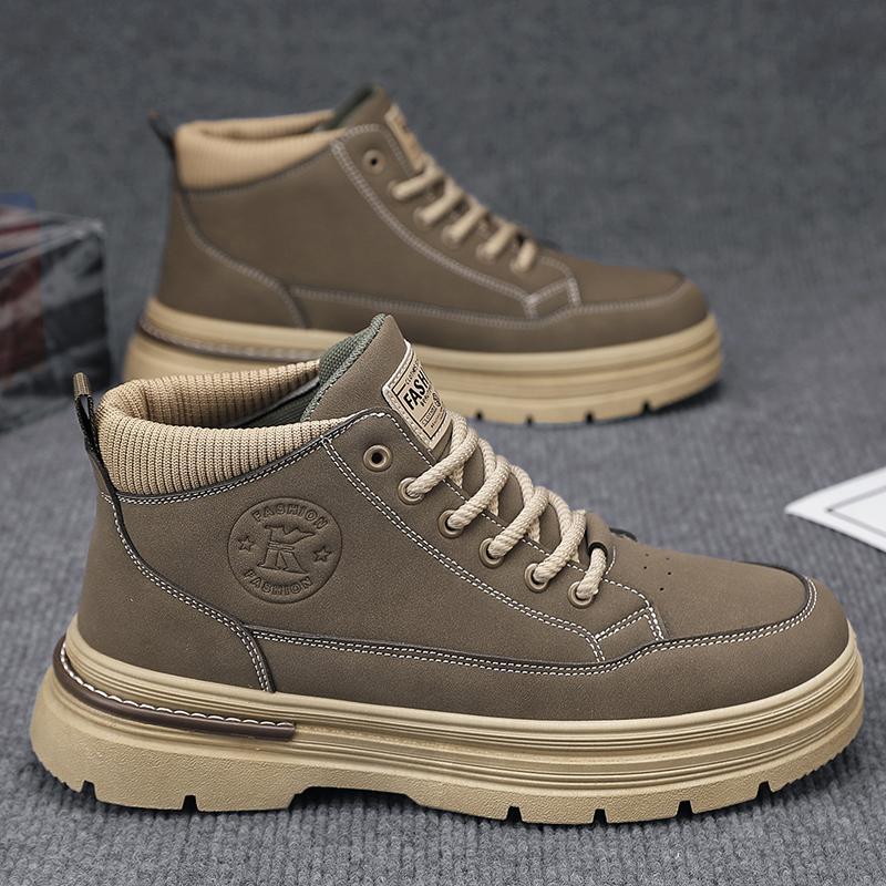 

Мужские высокие ботинки средней высоты ботинки Мартина рабочие ботинки локомотивные ботинки уличные универсальные повседневные походные ботинки 44 верблюд