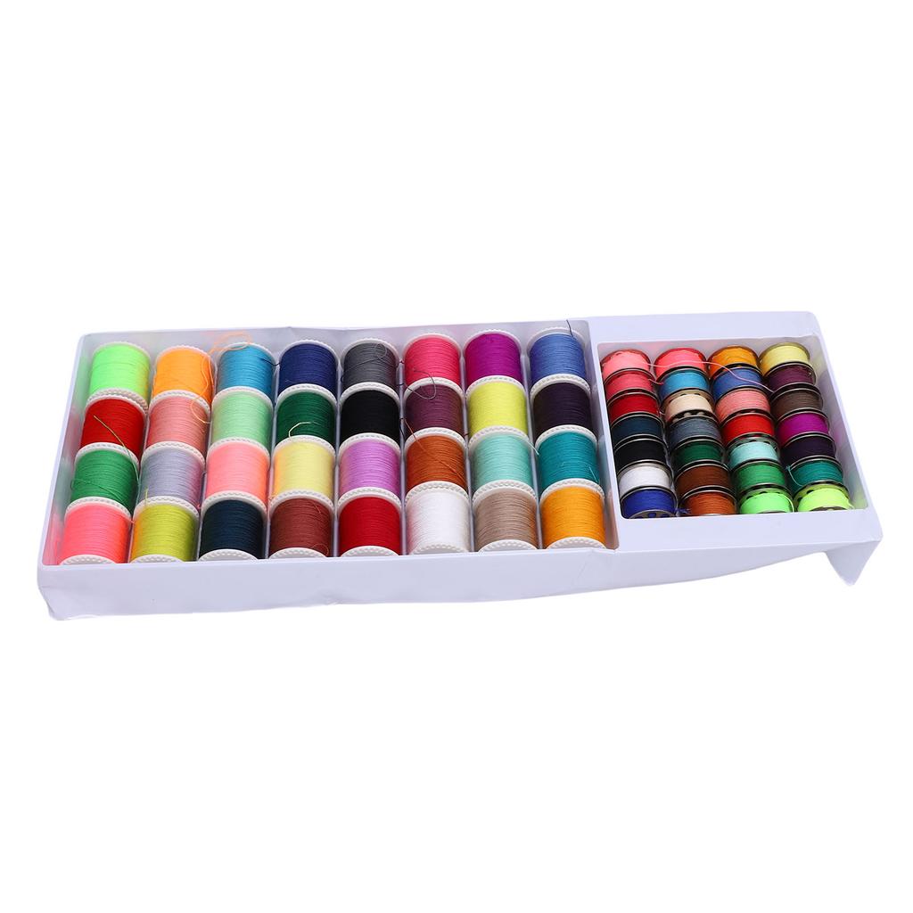 Polyester Thread Kit 32 Plastic and 28 Metal Bobbins Multi Color Thread Spools for Sewing Projects