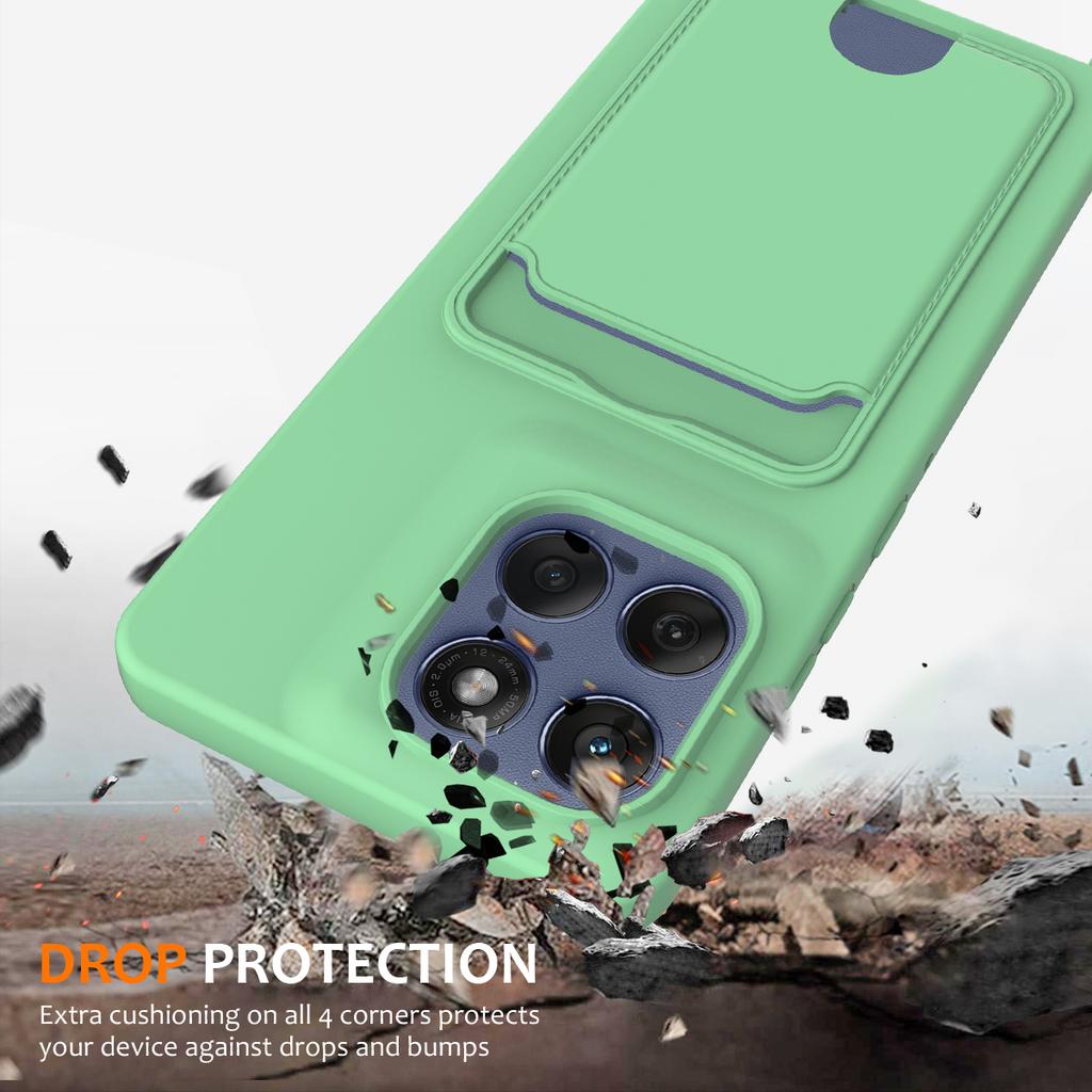 For Motorola Edge 60s 5G/Motorola Edge 60 Fusion 5G/Motorola Edge 60 5G Case Liquid Silicone Card Holder Back Phone Cover with Lanyard