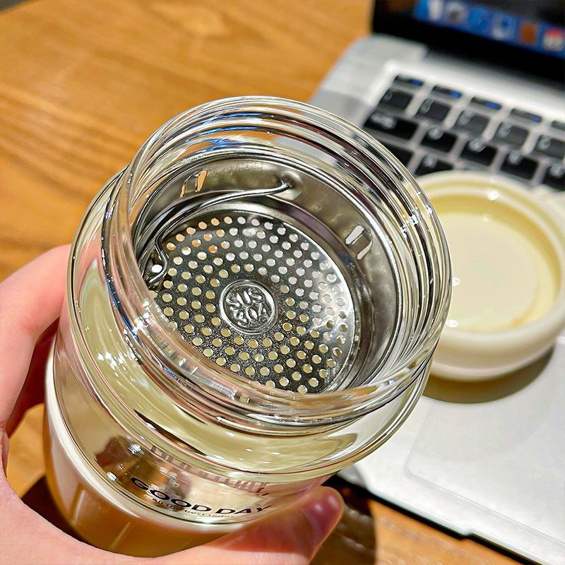 Tasse en Verre pour Femmes  Tasse à Thé pour Hommes  Verre à Eau en Verre Borosilicate Élevé   Résistant aux Hautes Températures avec Manchon de Tasse Isolé Thermiquement et Anti-Ébouillantement