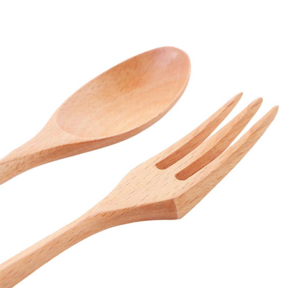 Creative Dinner Kitchen Salad Dessert Ice Cream Tableware Utensils Fork Wooden Spoon