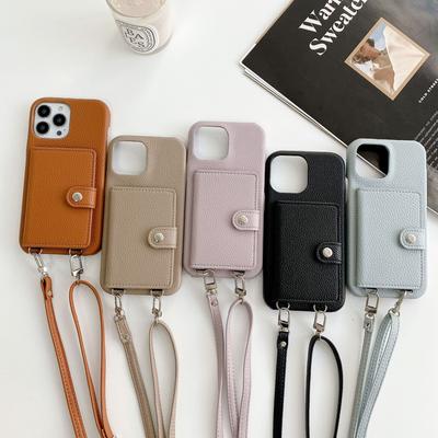 Japan and Korea Card Bag Lanyard Is Suitable for Apple 12Promax Mobile Phone Case 12 Women 11max Apple 13promax Leather X
