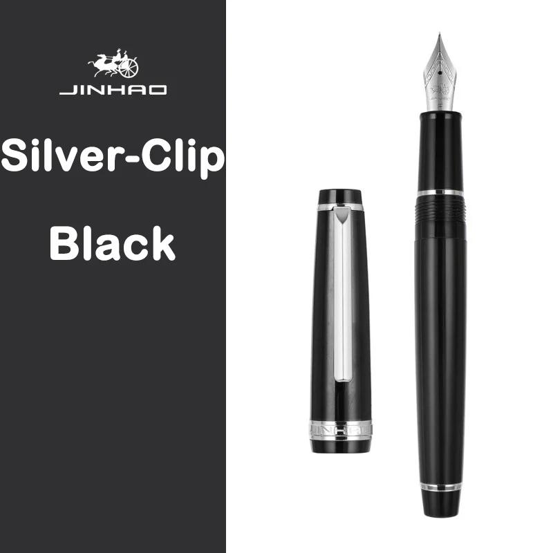 JINHAO 82 Fountain Pen Gold Trim Acrylic Barrel Silver Clip for Writing Calligraphy Signature School Office Supplies Stationery