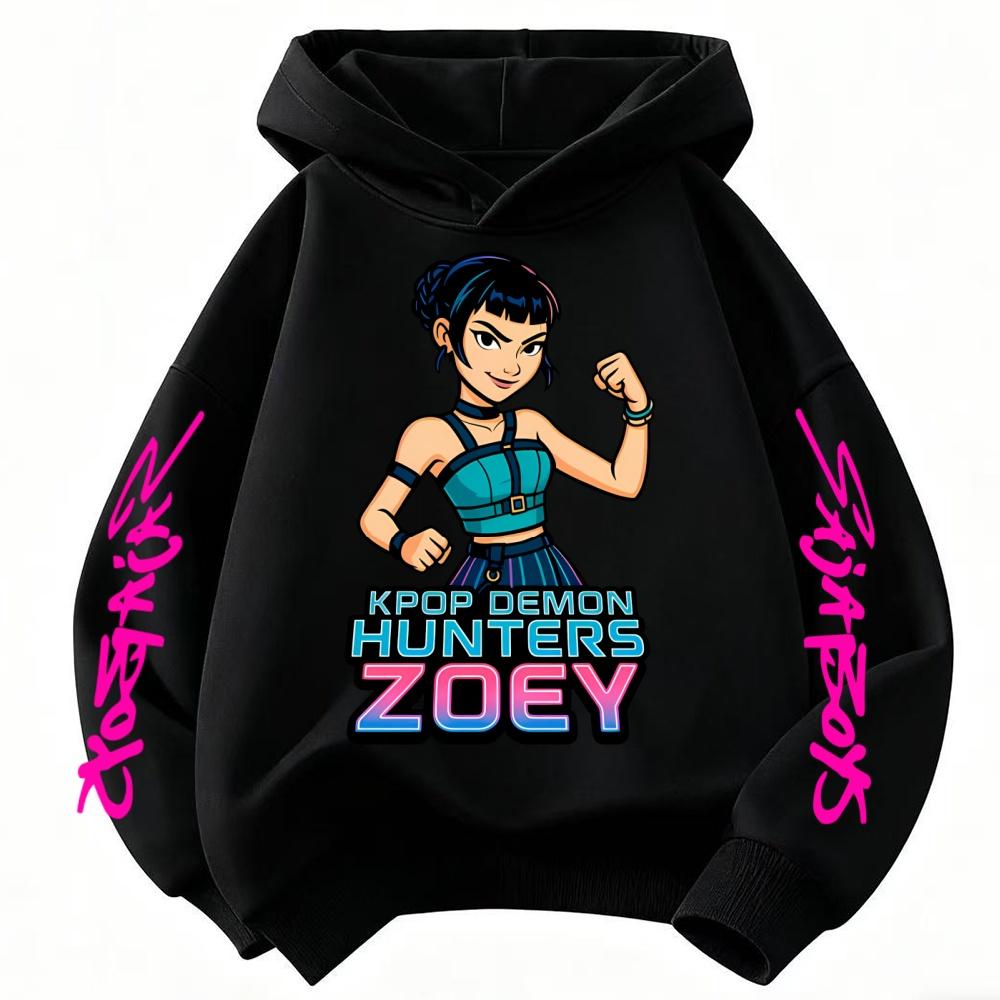 Cute Children's Clothes KPop Devil Hunter Fashion Print Casual Movie Girls Boys Winter Casual Woolen Hoodies