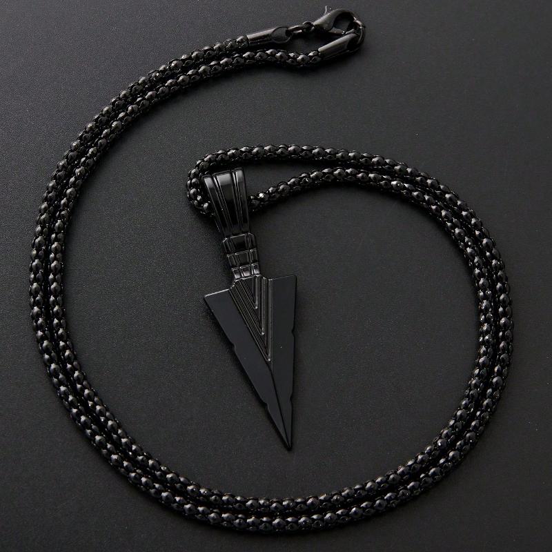1pc Punk Style Arrow Shaped Pendant Necklace, Birthday Gift For Boyfriend, Suitable For Daily Wear