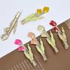 Metal Tulip Flower Hair Side Clip Fringe Bangs Duckbill Clip Women Girls Sweet Headwear Hairpin Hair Style Accessories
