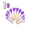 12-Piece Silicone Kitchen Utensil Set with Wooden Handles - Includes Spatula, Slotted Spoon, Frying Spatula, and Baking Tools