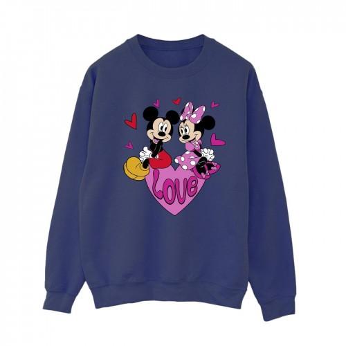 Disney Womens/Ladies Love Hearts Mickey & Minnie Mouse Sweatshirt