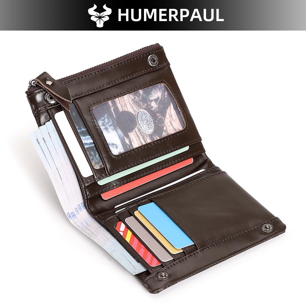Humerpaul Neue RFID Männer Brieftasche Blockieren Schutz Anti-Diebstahl Scan Männlichen Leder Biflod Kurze Brieftasche Zipper Münzfach Beutel Casual geld Tasche