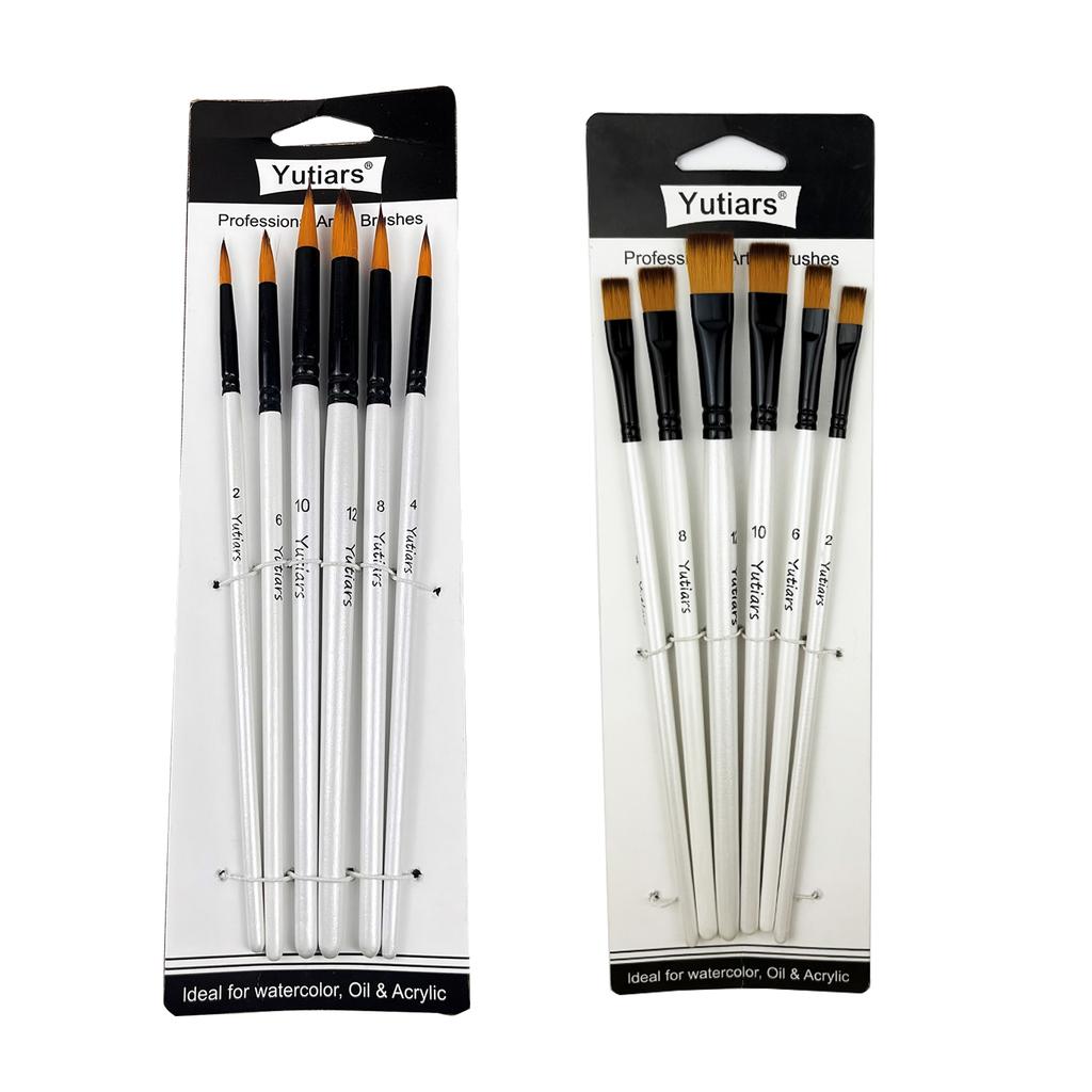 12 Pcs/set DIY Oil Acrylic Painting Art Paint Brushes Supplies Nylon Hair Wooden Handle Watercolor Paint Brush Pen Set Learning