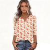 Women's Casual Christmas Print V-Neck 3/4 Sleeve Button-Front T-Shirt