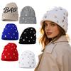 Punk Style Hat with Rhinestones Bling Rhinestone Knitted Hat, Street Knit Winter Stylish Cold Weather Headgear Warm Skull Cap for Women Autumn Fashion