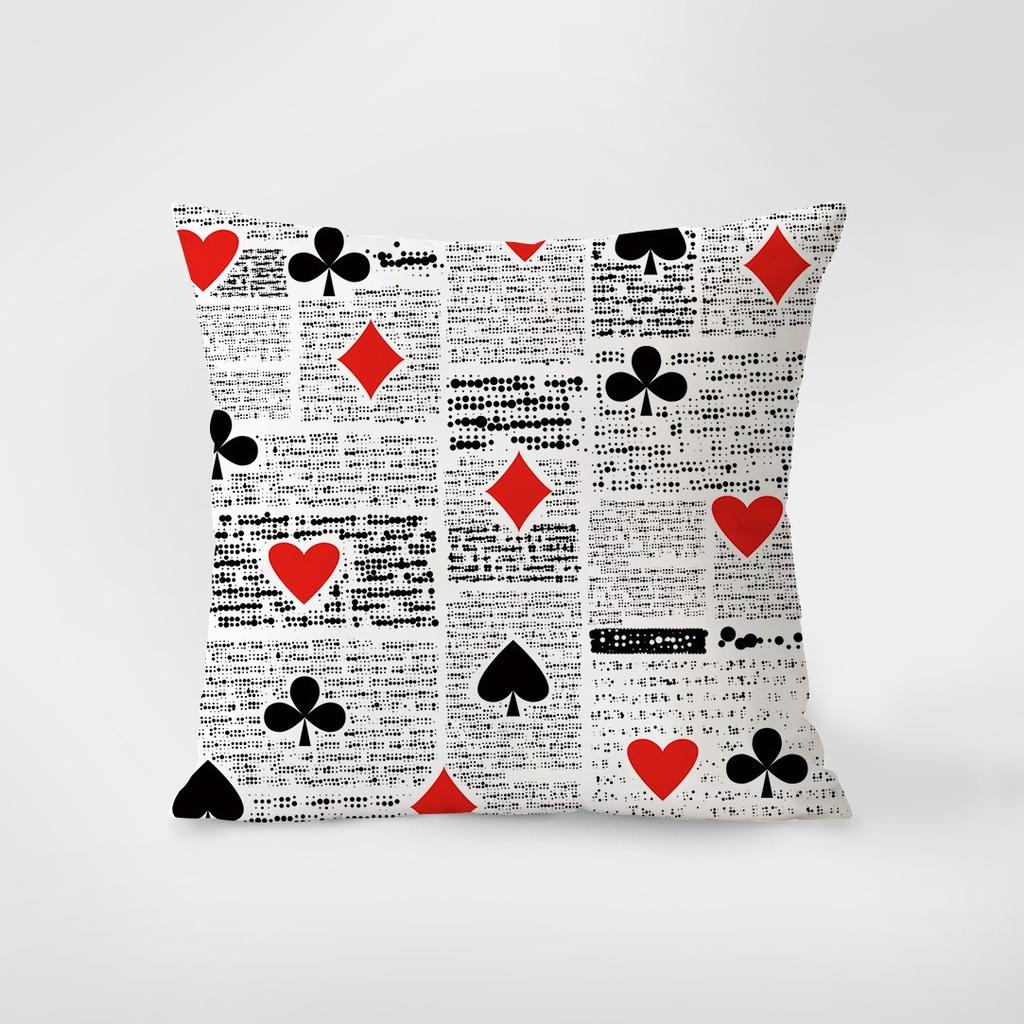 Playing Card Pattern Decorative Pillowcase Bedroom Living Room Square Cushion Pillowcase