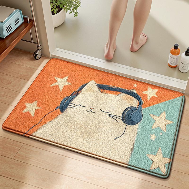 Cute Cartoon Bunny Anti Slip Absorbent Rug Pet Safe Doormat For Bathroom Entryway Kids Indoor Home Decor