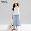 Girls' Summer Lace Embroidered Vest & Wide-Leg Pants Set
