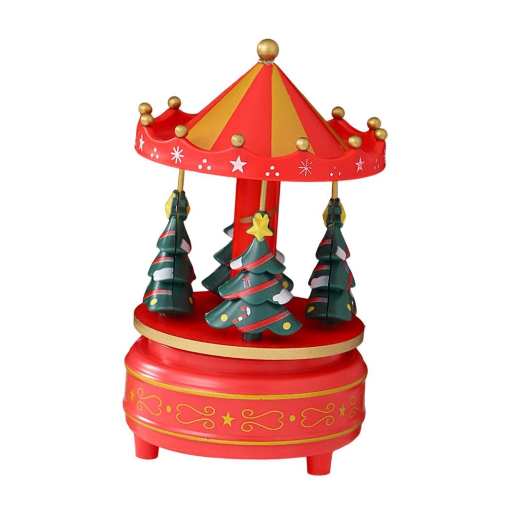 Christmas Carousel Music Box Decoration Multipurpose for Mom Grandmother Gift Lightweight 10.5x17.5cm Xmas Tree Design