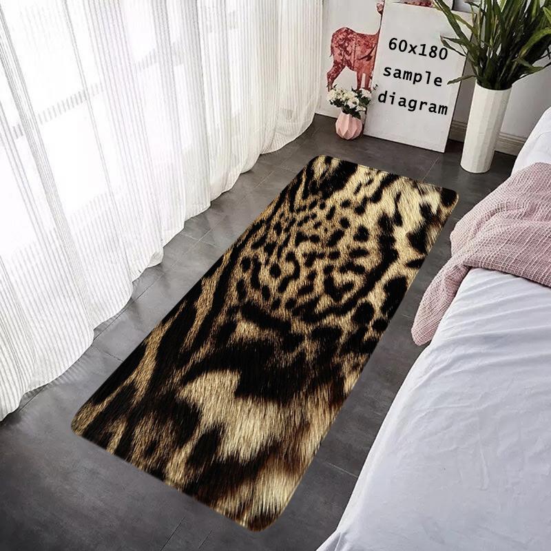 Doormat Flannel Floor Mat Leopard Grain Indoor Foot Rug Bedside Mats Kitchen Corridor Water Absorbent Carpet Ideal Balcony Decor