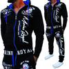 Men's Printed Hooded Sweatshirt and Pants Two-Piece Sportswear Set