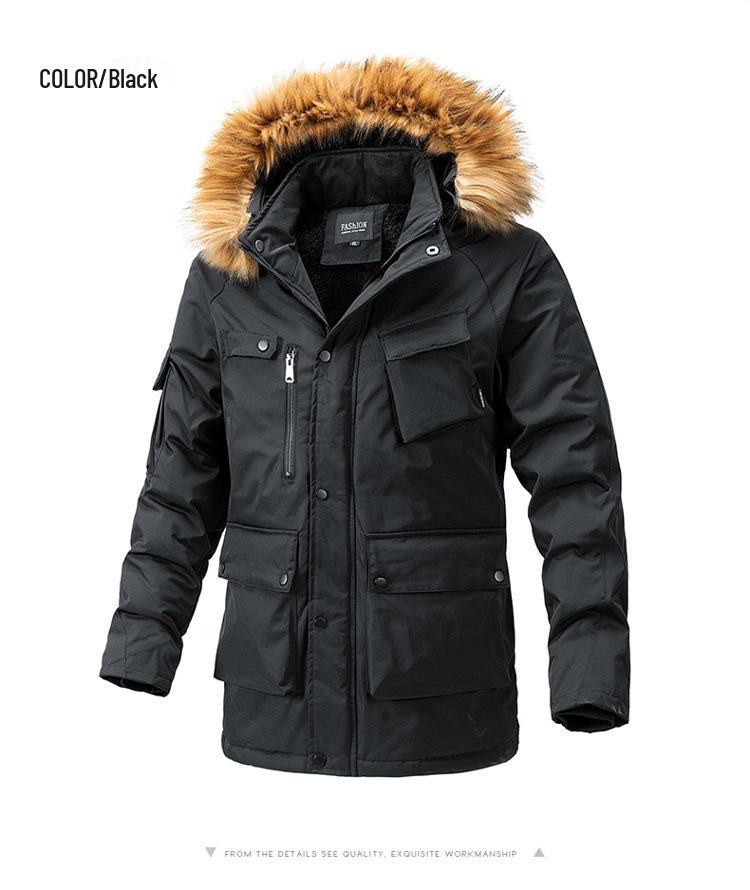 Men's Autumn/Winter Thick Plus Size Pure Cotton Mid-Length Jacket