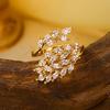 Minimalist Wheat Ear Open Ring for Women Exquisite Shiny CZ Stone Geometry Adjustable Ring Friendship Birthday Jewelry Gift