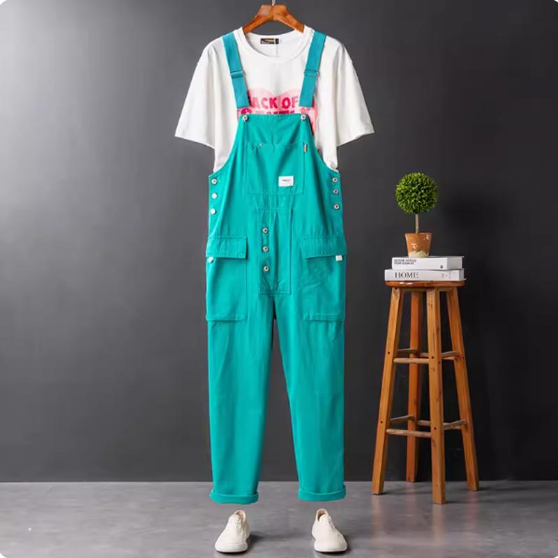 Retro Casual Jumpsuit for menn Løs overall med flere lommer. Kjeledress for menn