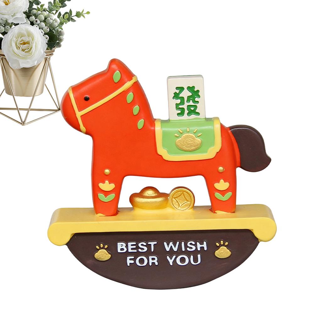 

Horse Mascot Figurine 2026 New Year Auspicious Decoration Rocking Horse Resin Small Ornament For Home Office Desk Entryway Table