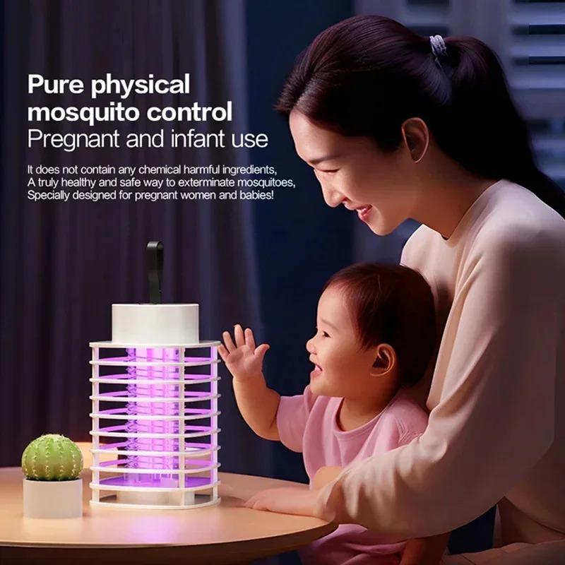 Intelligent Mosquito Killer Lamp LED Electric Shock Wall Mounted Mosquito Trap Indoor USB Portable Rechargeable Repellent