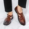 Trend Nieuwe Rome Puntige Neus Casual Leer Geperforeerd Ademende Schoenen voor Mannen Designer Sandalen Bruidsjurk Formele Platte Schoenen