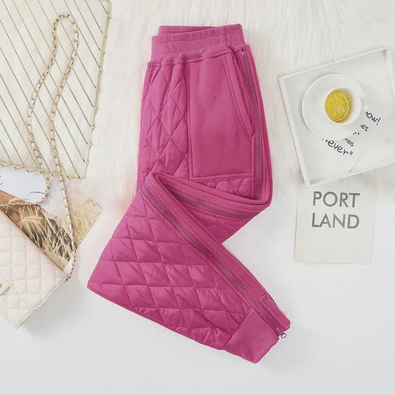 Women's Diamond-Quilted Velvet-Lined Harem Sweatpants