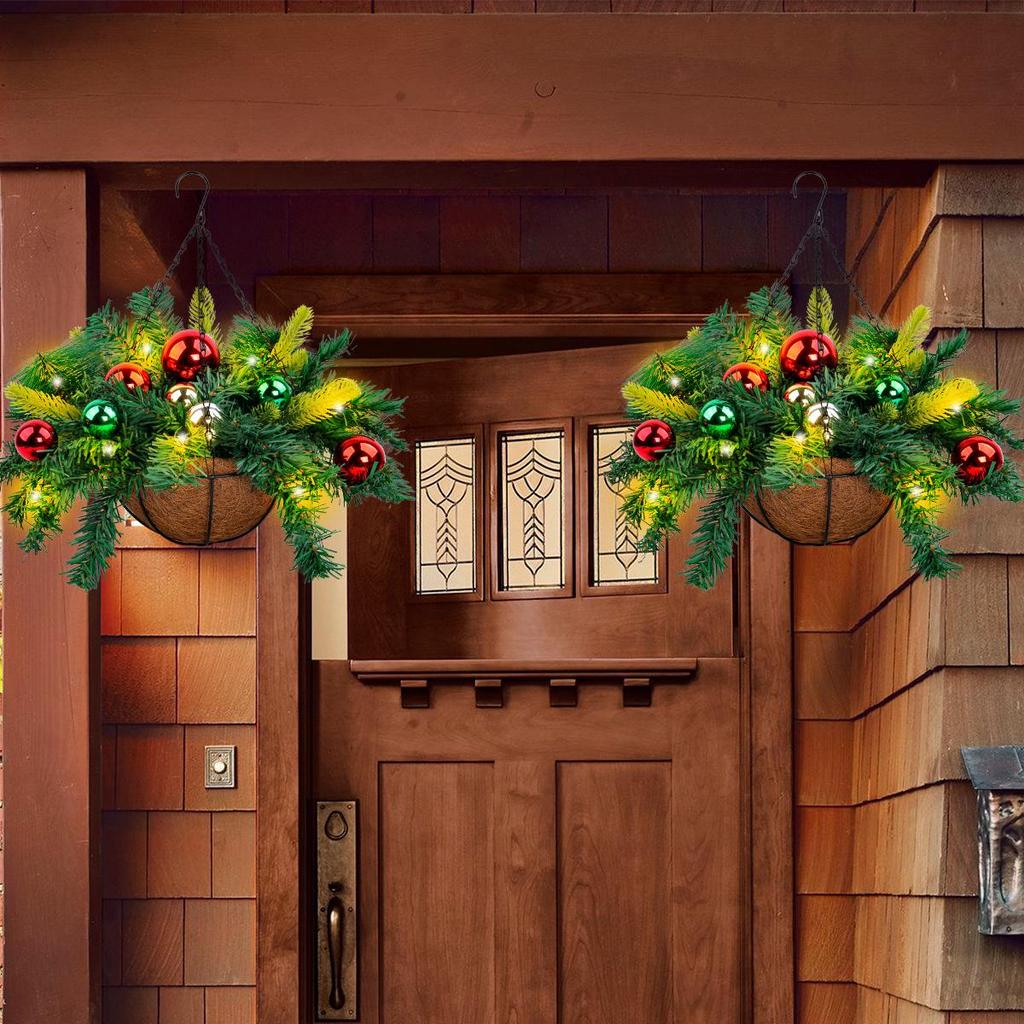 Cross-border Artificial Christmas Hanging Basket Wreath Holiday Decoration