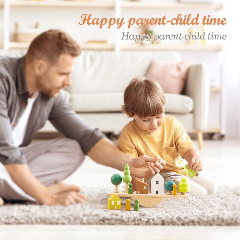 Drewniana deska balansowa dla małych zwierzątek, zabawki do nawlekania, drewniana huśtawka, zabawki do układania w stosy, klocki, gry planszowe, edukacyjne prezenty dla dzieci Montessori