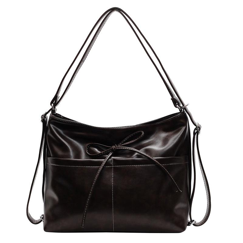 Niche versatile large-capacity tote bag women's 2025 new fashion bow underarm bag retro shoulder messenger bag