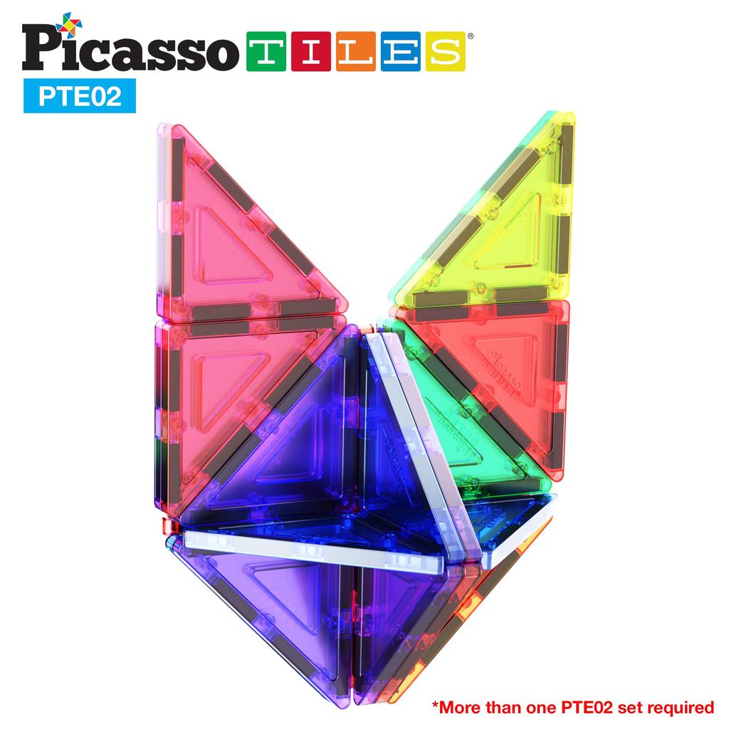 PicassoTiles 12 Pcs Magnetic Building Block Set Right Triangle Magnet Tiles Construction Toy STEM Learning Kit Educational Playset Playboard Pretend