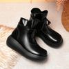 Autumn and Winter New Retro Thick-soled Soft Leather Martin Boots Lace-up Light Short Boots Velvet Warm Women's Shoes Comfortable Cotton Shoes