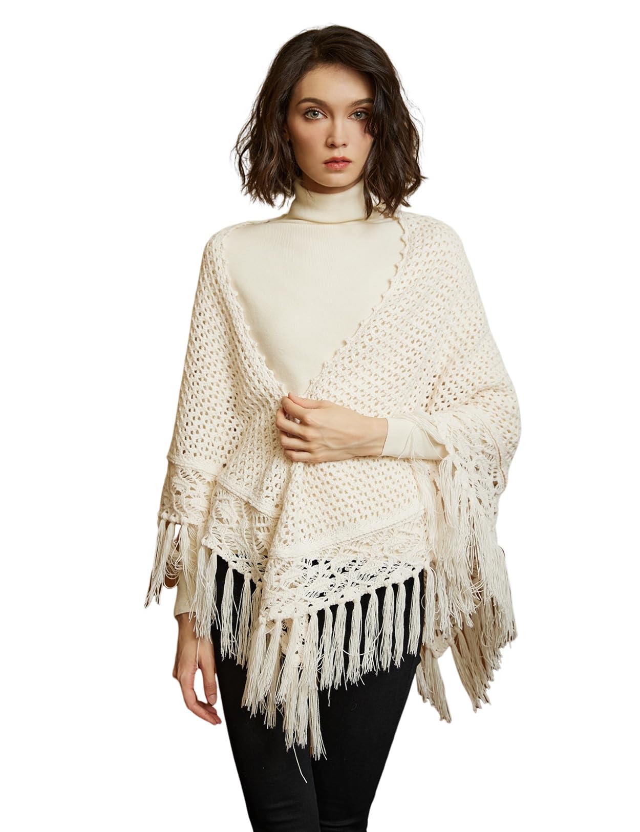 

BEAUTELICATE Вязаный шарф с кисточками, однотонный, треугольный, идеально подходит для и кремового женского шарфа, большой, толстый, цветной, шаль, для дома, офиса, свиданий, поездок на работу, школы, кремовый