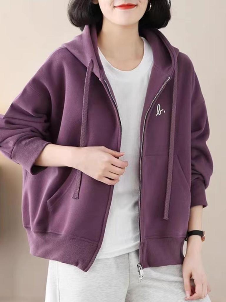 Dámská ležérní jarní bunda plus size - Stylový kardigan pro mámu středního věku, mikina, kolekce 2025