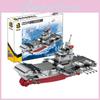 Aircraft Carrier Assembling Building Blocks With Lighting For Educational Play