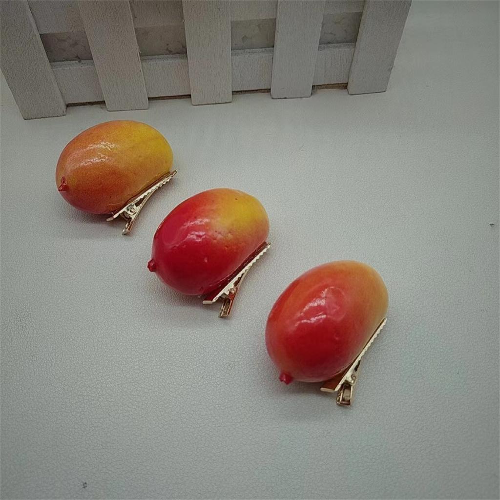 Set of 5 Fashionable Hair Jewelry 3D Mango Hairpins Tropical Fruit Hair Clip Soft Suitable for Daily Wear and Parties