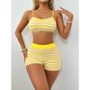 European and American New Yellow and White Stripes Sexy Two-piece Bikini Explosion