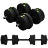 Adjustable Weight Barbell & Dumbbells Set Free Weights Strength Muscle Exercise Home Gym Training, Black and Green