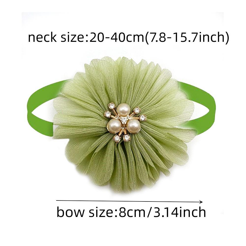 50/100pcs Chiffon Flower Style Dog Neck Ties Adjustable Dog Bowties with Rhinestone Accessories Cat Necklaces for Small Dogs