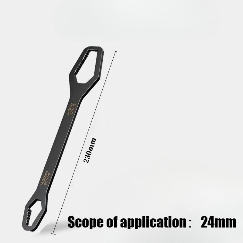

14-24mm Adjustable Self-Tightening Wrench, Double Headed Multi - Purpose Combination Spanner with Open End & Ring End