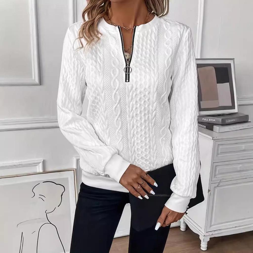Women's Autumn/Winter Quilted Zip-Up Casual Sweatshirt, 2025 European & American Style