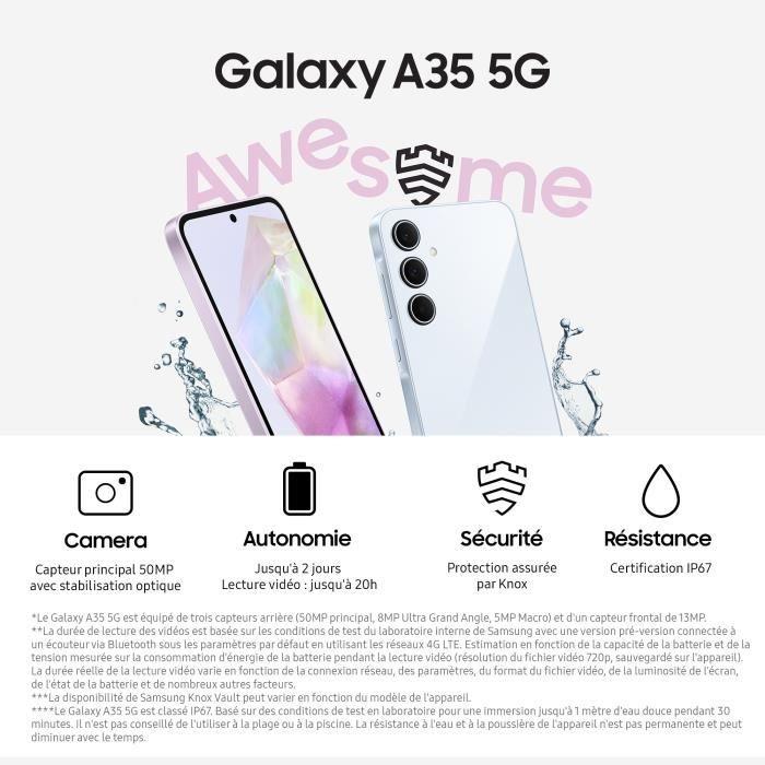 Samsung Galaxy A35 Smartphone 256 Go 5G Lime