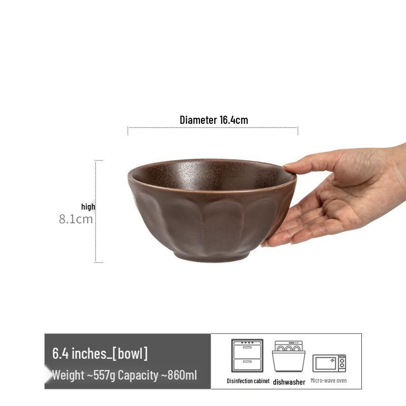 Retro Ceramic Large Bowls for Soup & Vegetables - Practical Tableware for Single Serving
