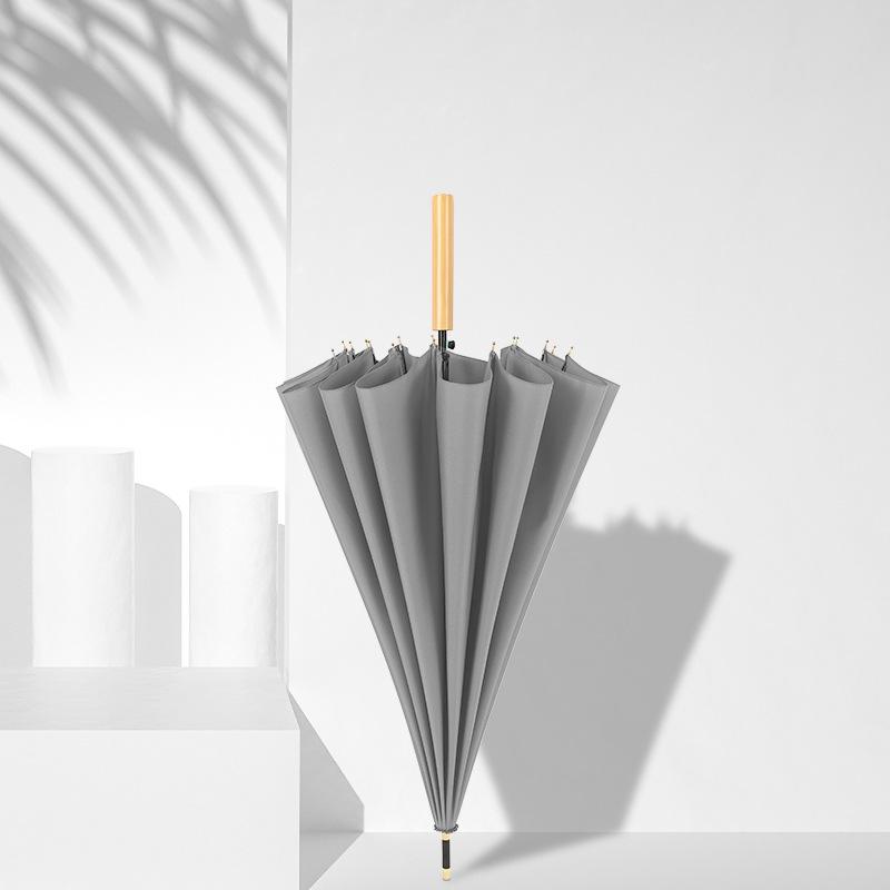 16 bone umbrella Japanese small fresh wood straight handle curved hook handle straight bar umbrella 16 bone large double umbrell