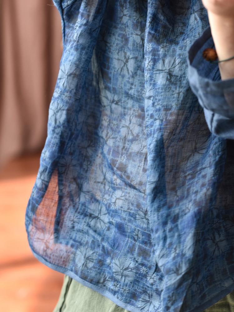 Johnature Women Vintage Print Floral Shirts Stand Chinese Style Tops Spring Ramie High Quality Women Blouses