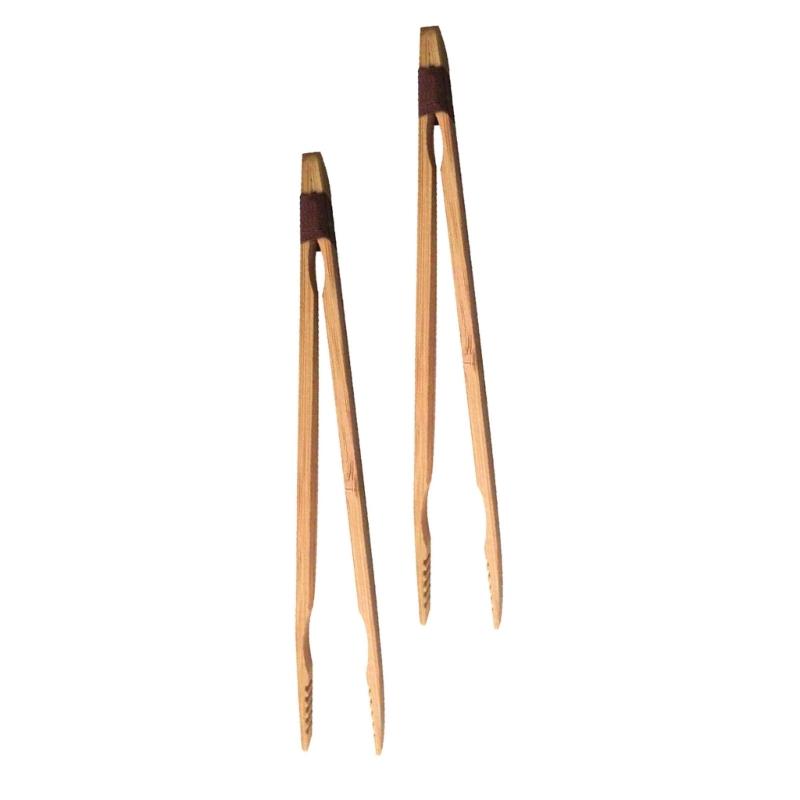 Set of 2 Bamboo Tongs Wood Utensils Bamboo Serving Tool Food Tongs Tea Utensils Suitable for Salads and Snacks