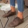 Retro flat-bottomed lace-up single shoes women's spring new large-size round-head soft-soled Doudou shoes size 43